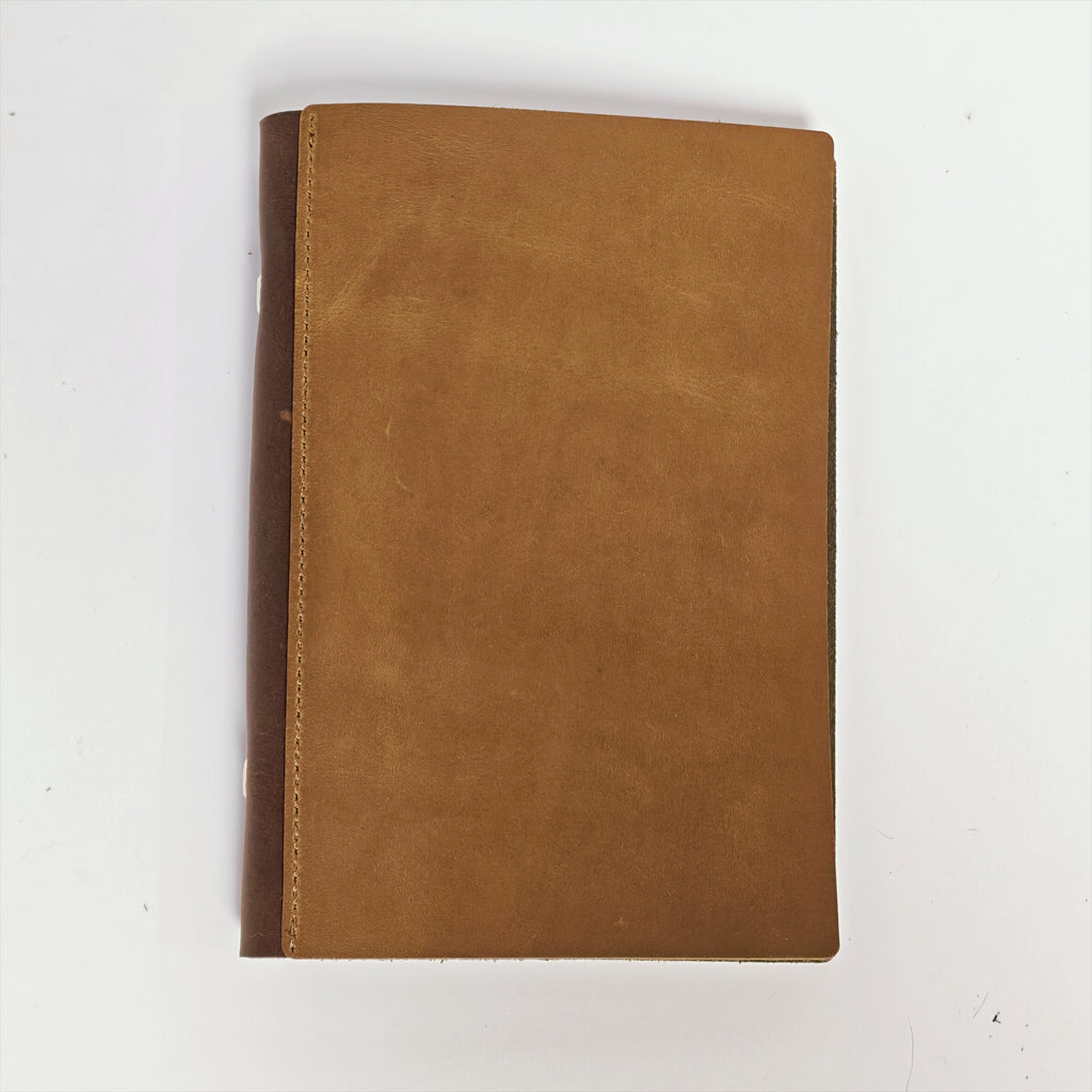 "The Studio Gallery" A6 Personal 6-Ring Leather Binder - Light Ochre & Dark Umber