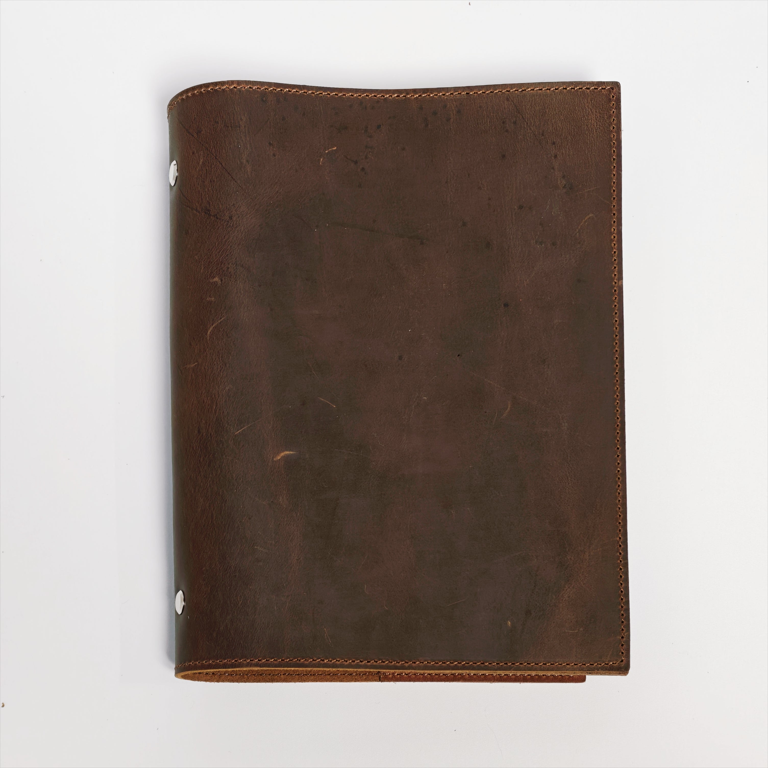 "The Ancient Tome" A5 6-Ring Premium Leather Binder - Solid Dark Brown