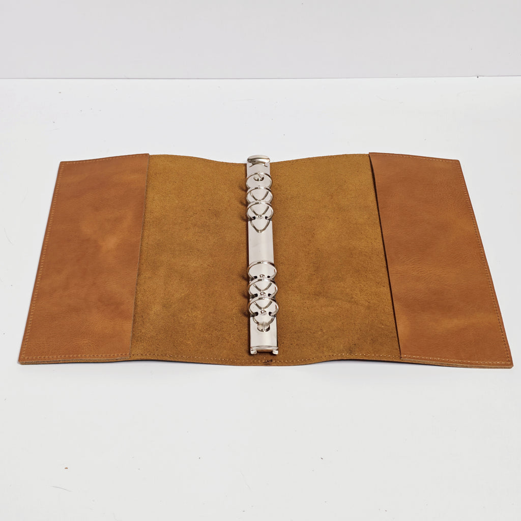 "The Ancient Tome" A5 6-Ring Premium Leather Binder - Solid Dark Brown