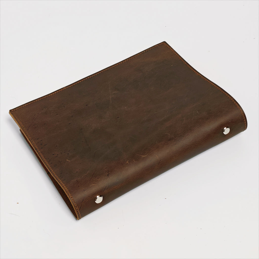 "The Ancient Tome" A5 6-Ring Premium Leather Binder - Solid Dark Brown