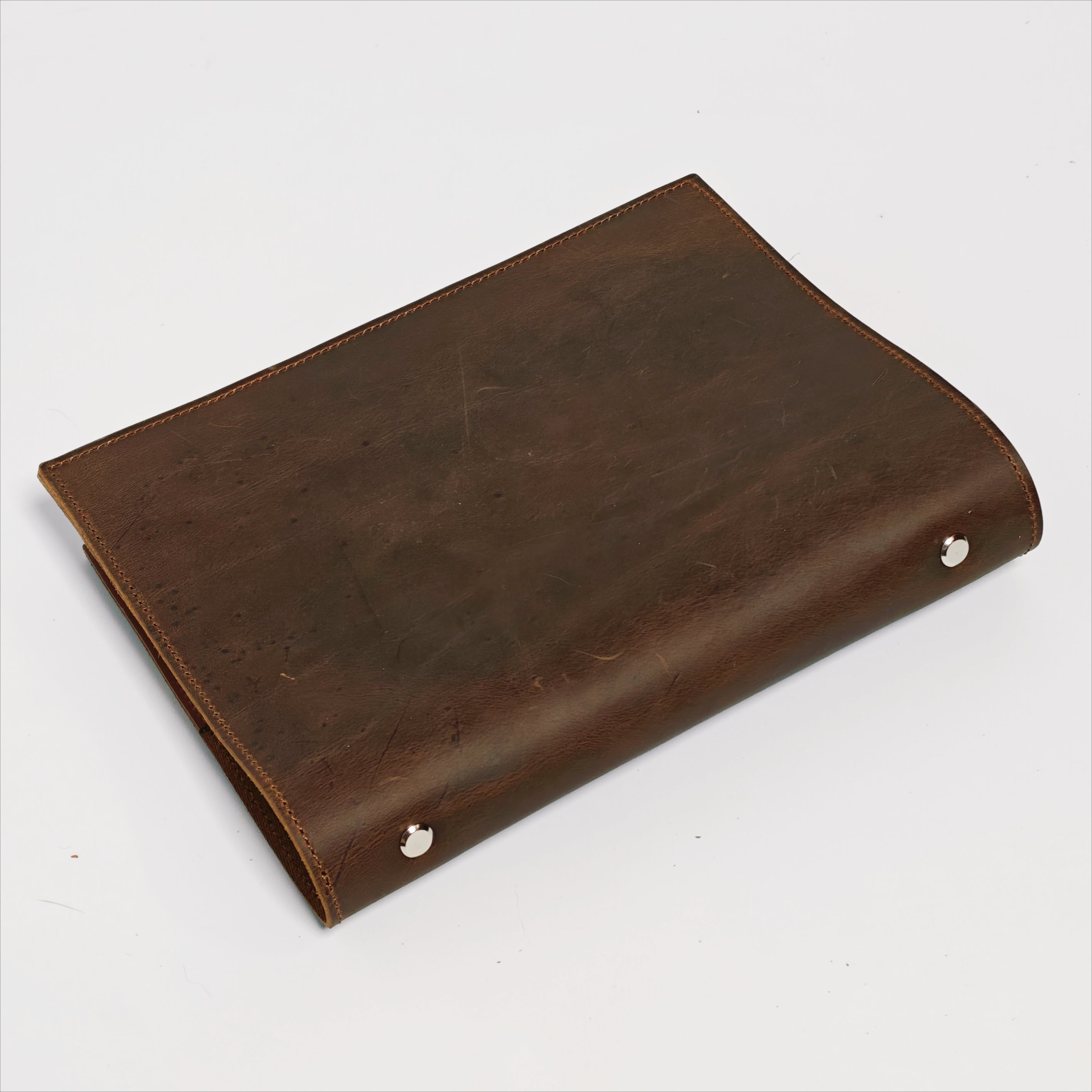 "The Ancient Tome" A5 6-Ring Premium Leather Binder - Solid Dark Brown