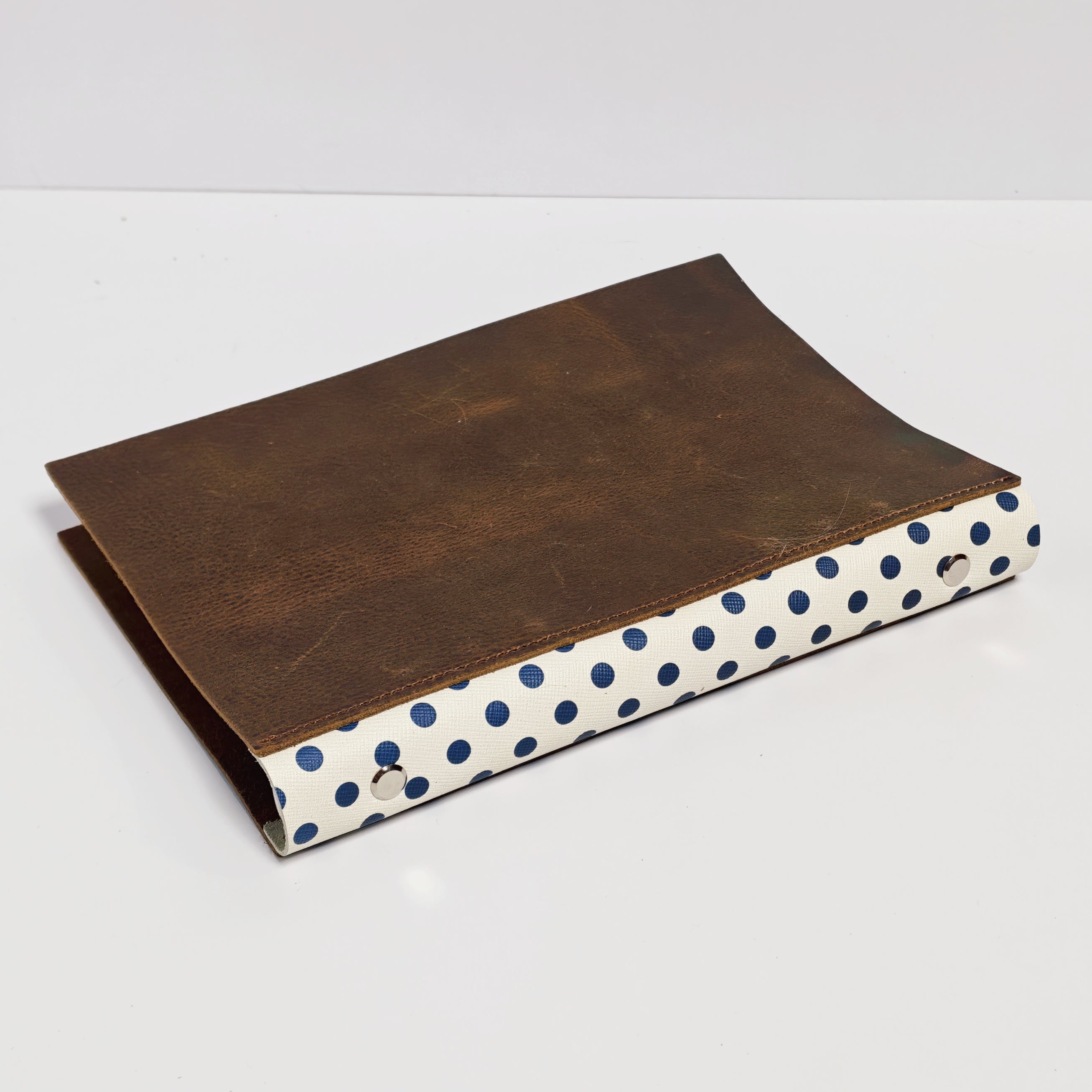 The Blue Harmony Vintage A5 6-Ring Polka Dot Leather Loose-Leaf Binder