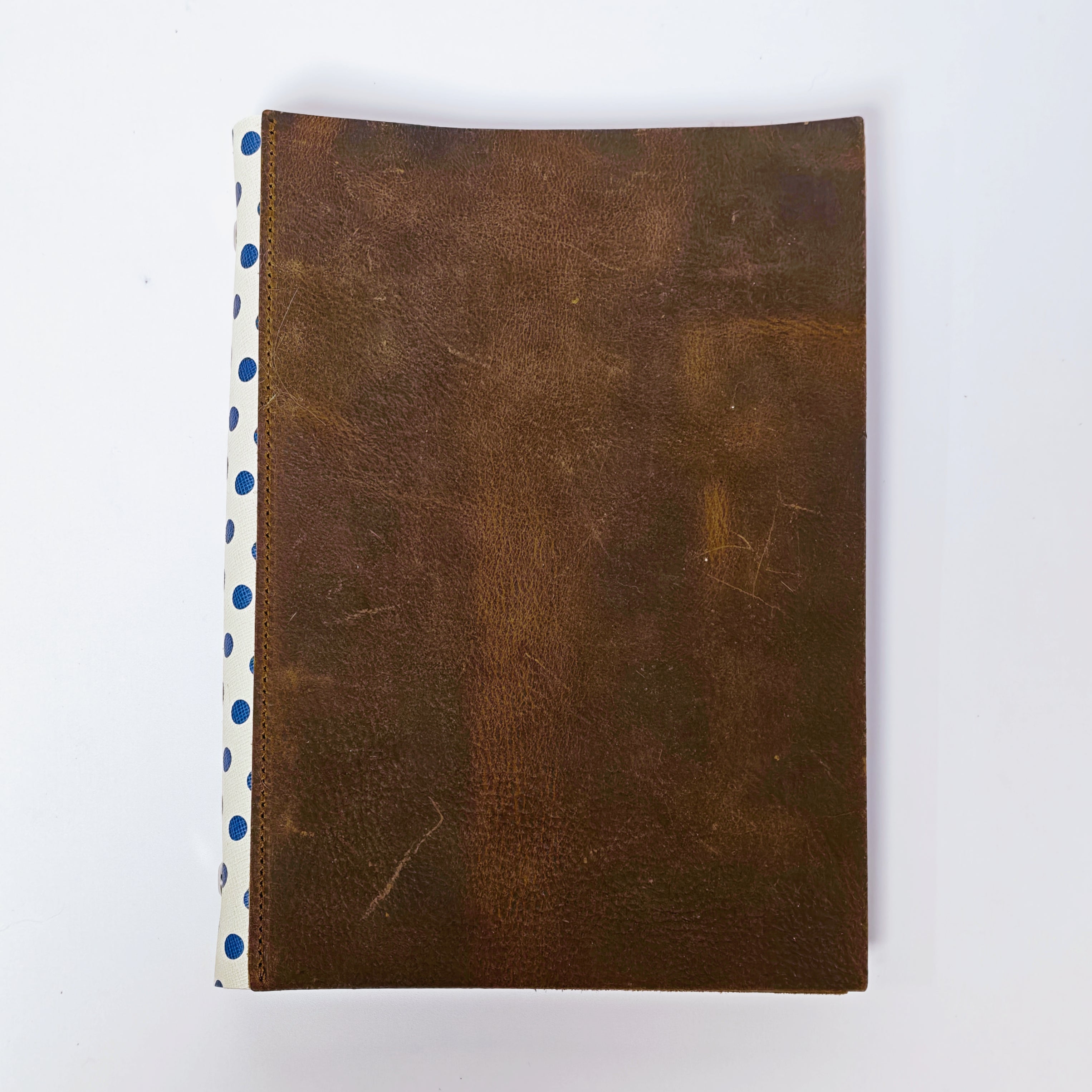 The Blue Harmony Vintage A5 6-Ring Polka Dot Leather Loose-Leaf Binder