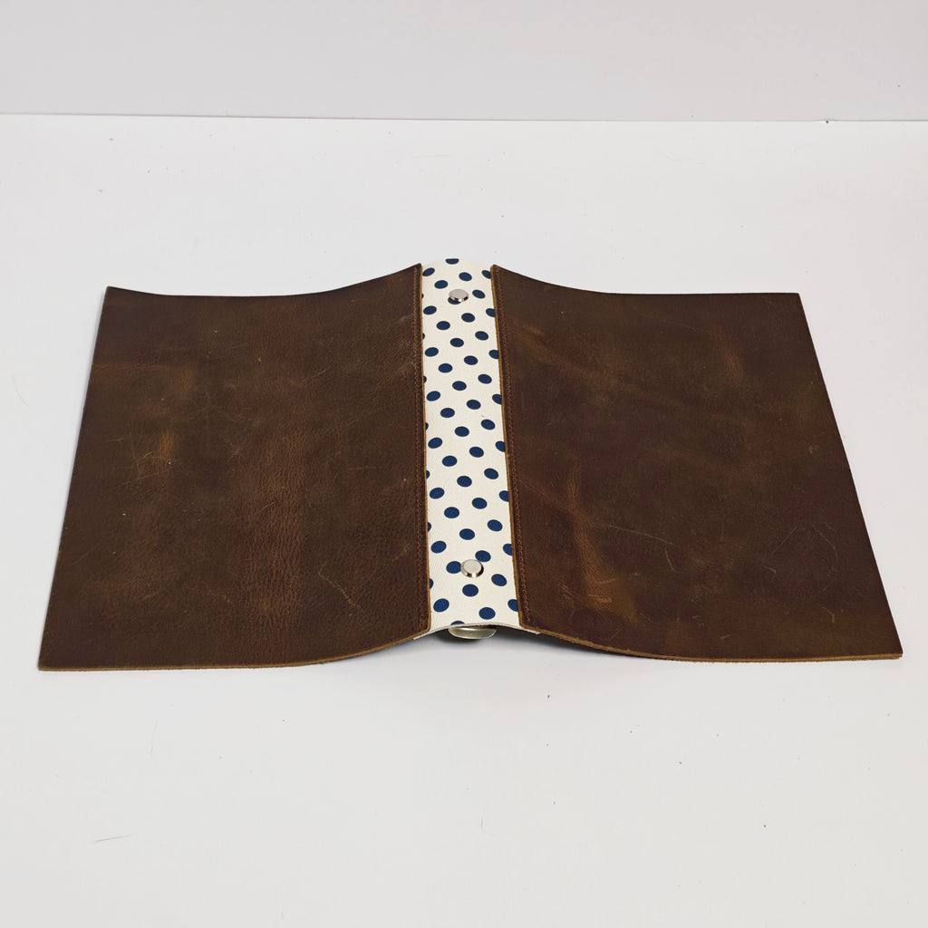 The Blue Harmony Vintage A5 6-Ring Polka Dot Leather Loose-Leaf Binder