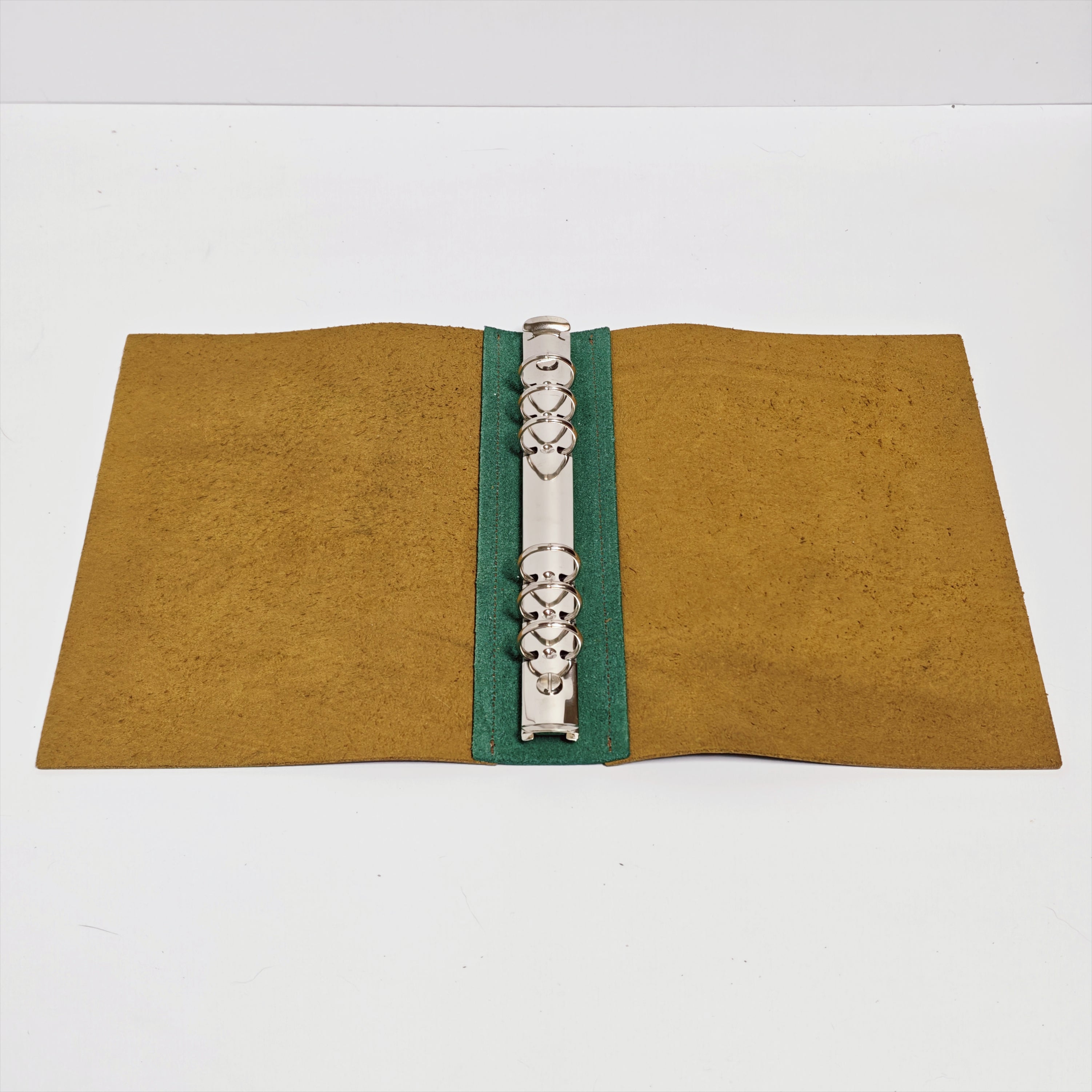 "Pages of the Forest" A5 6-Ring Premium Leather Binder - Deep Green & Warm Camel
