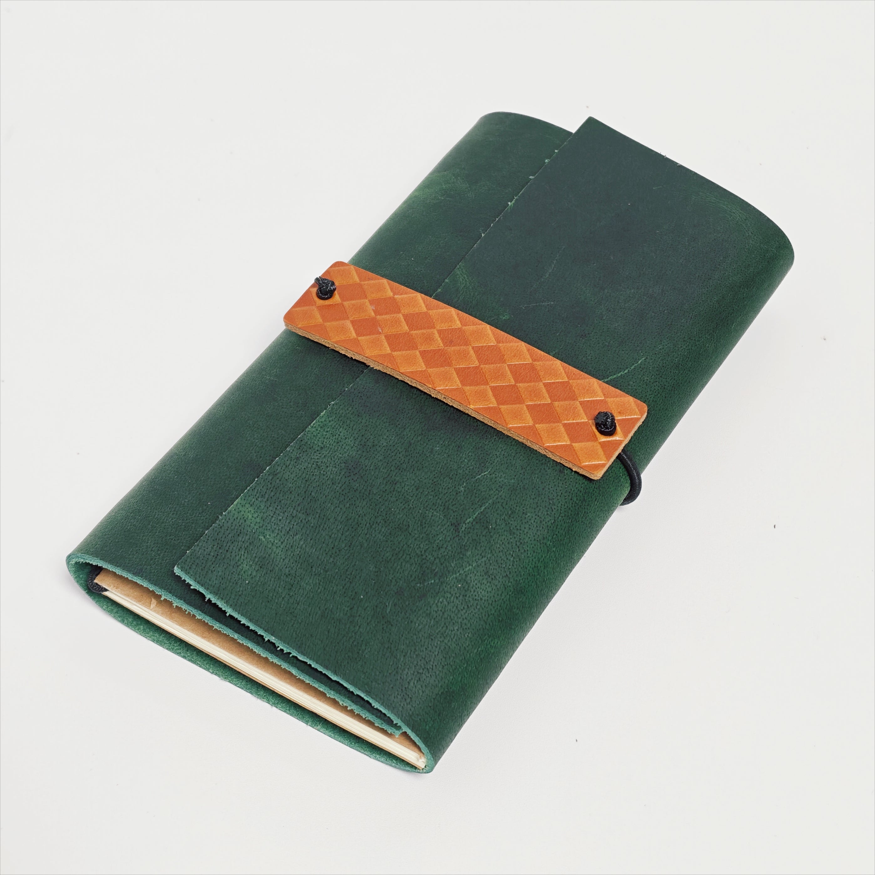 "The Forest Acorn" Premium Leather Traveler's Journal - Forest Green & Caramel (TN Personal Size)
