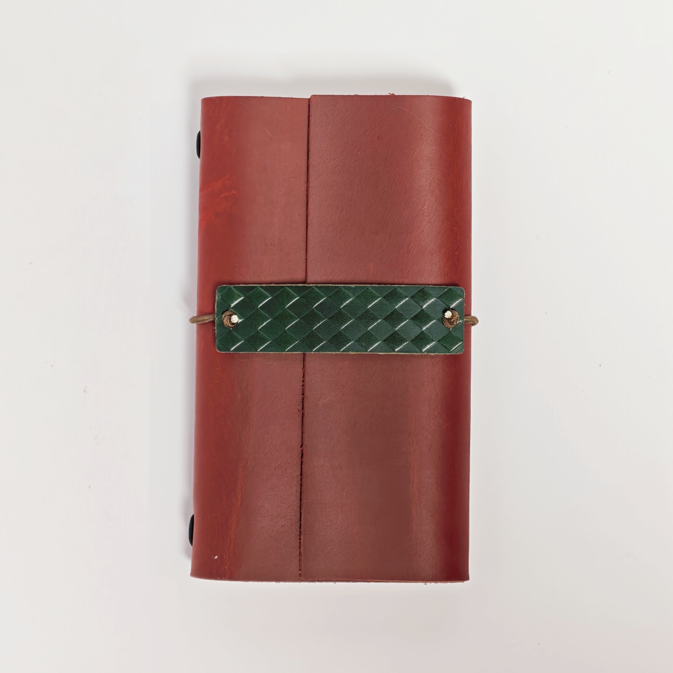 "Autumn Leaves & Wild" Premium Leather Traveler's Journal - Crimson Red & Green (TN Personal Size)