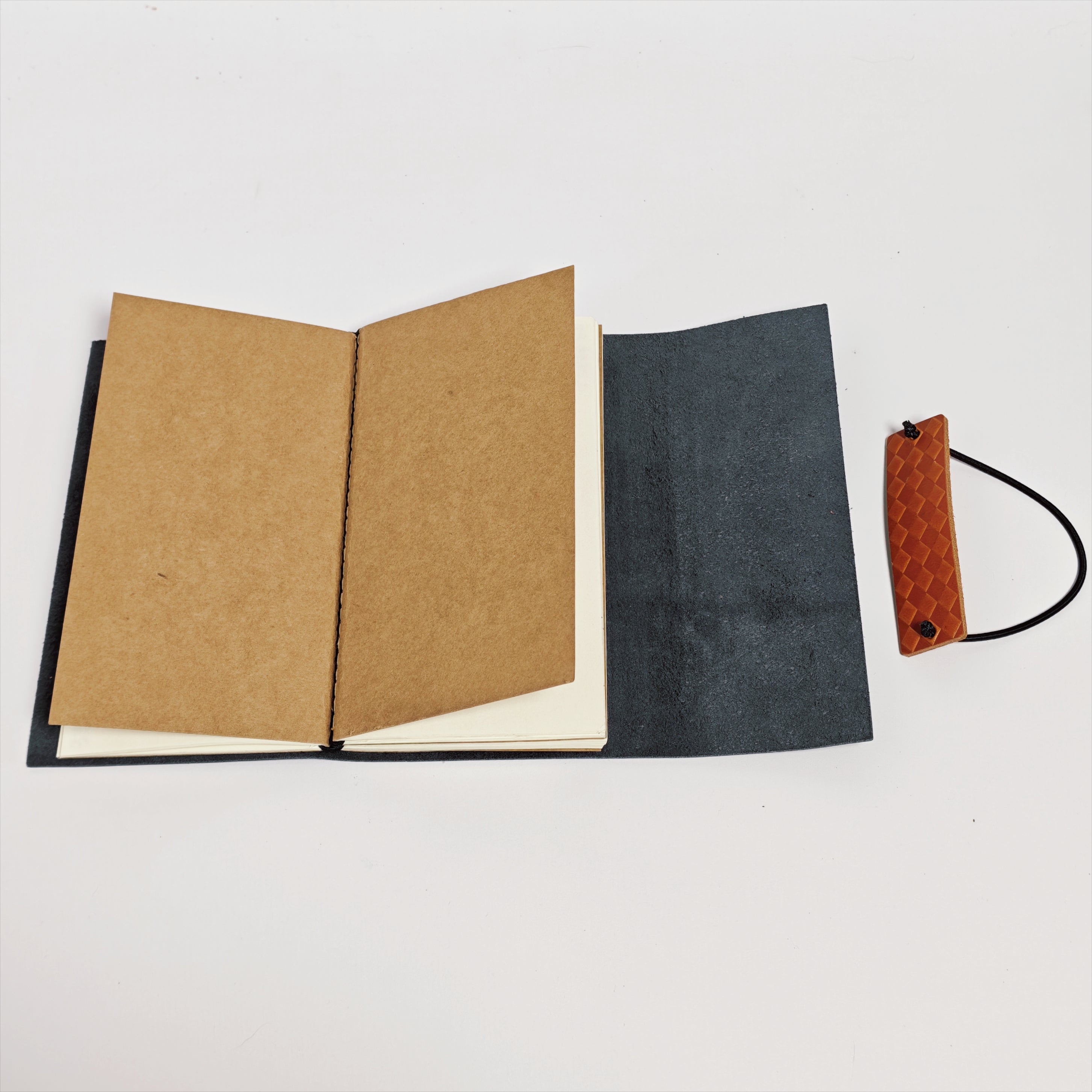 "The Winter Hearth" Premium Leather Traveler's Journal - Navy Blue & Tan (TN Personal Size)