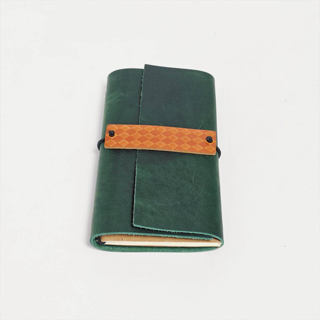 "The Forest Acorn" Premium Leather Traveler's Journal - Forest Green & Caramel (TN Personal Size)