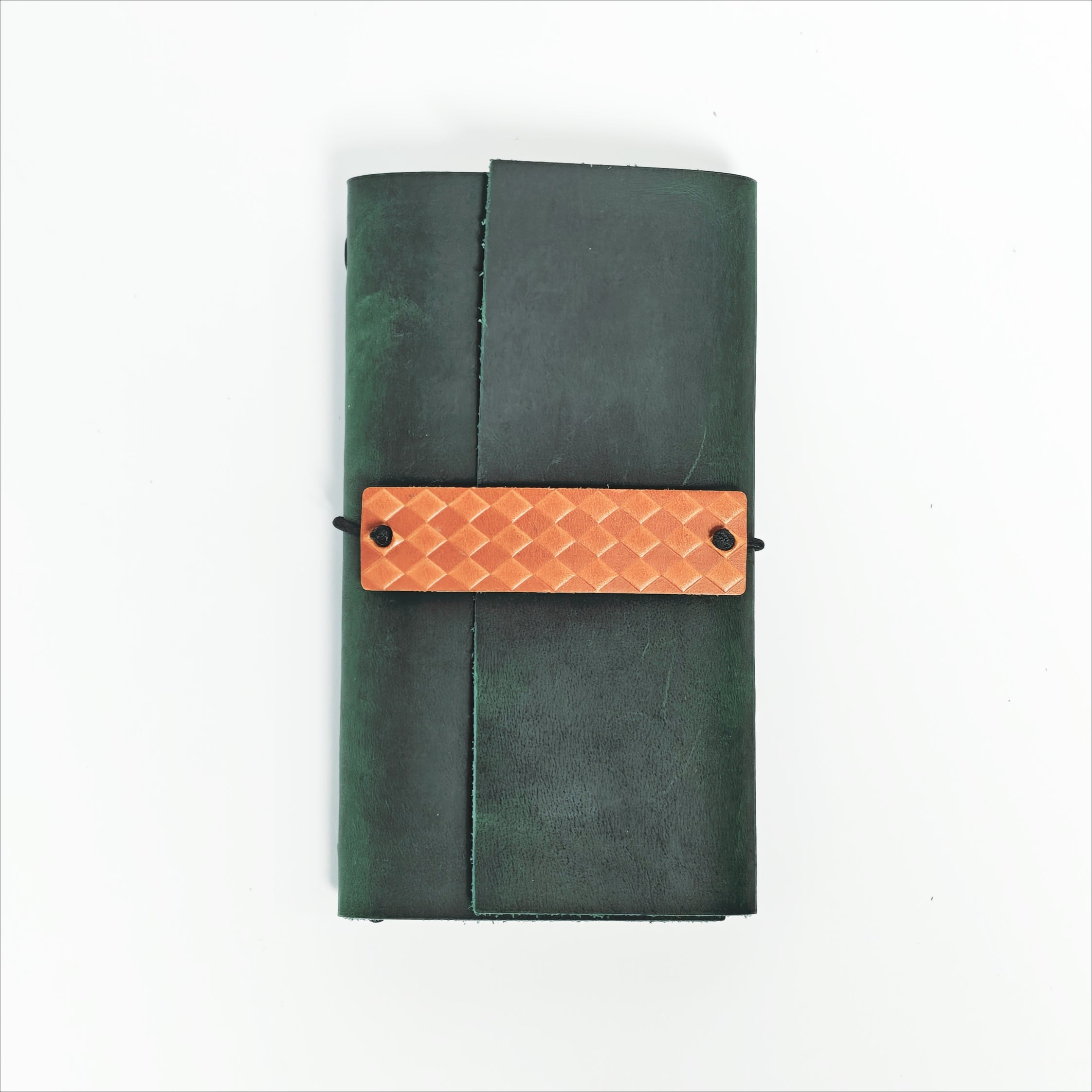 "The Forest Acorn" Premium Leather Traveler's Journal - Forest Green & Caramel (TN Personal Size)