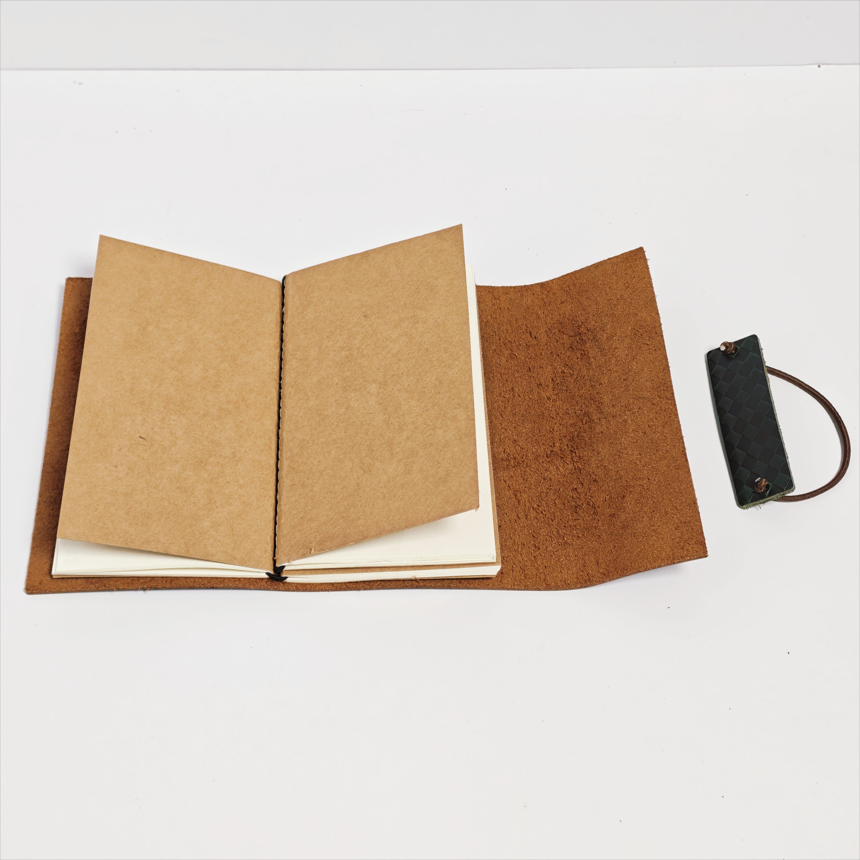 "The Prairie in Spring" Premium Leather Traveler's Journal - Brown & Green (TN Personal Size)