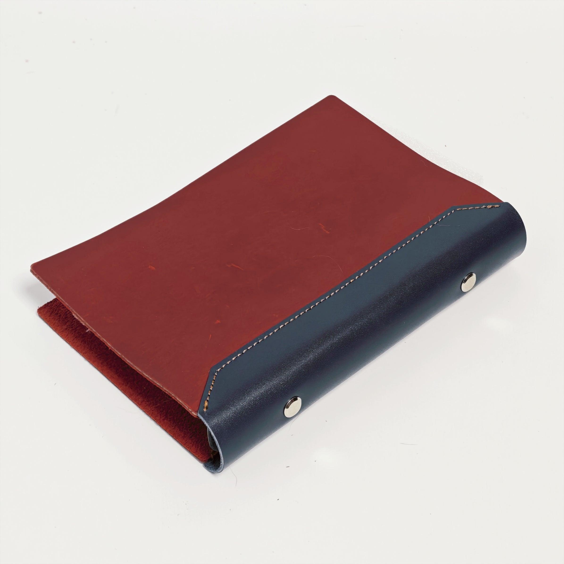 "The Studio Canvas" A6 Personal 6-Ring Leather Binder - Crimson Red & Classic Blue