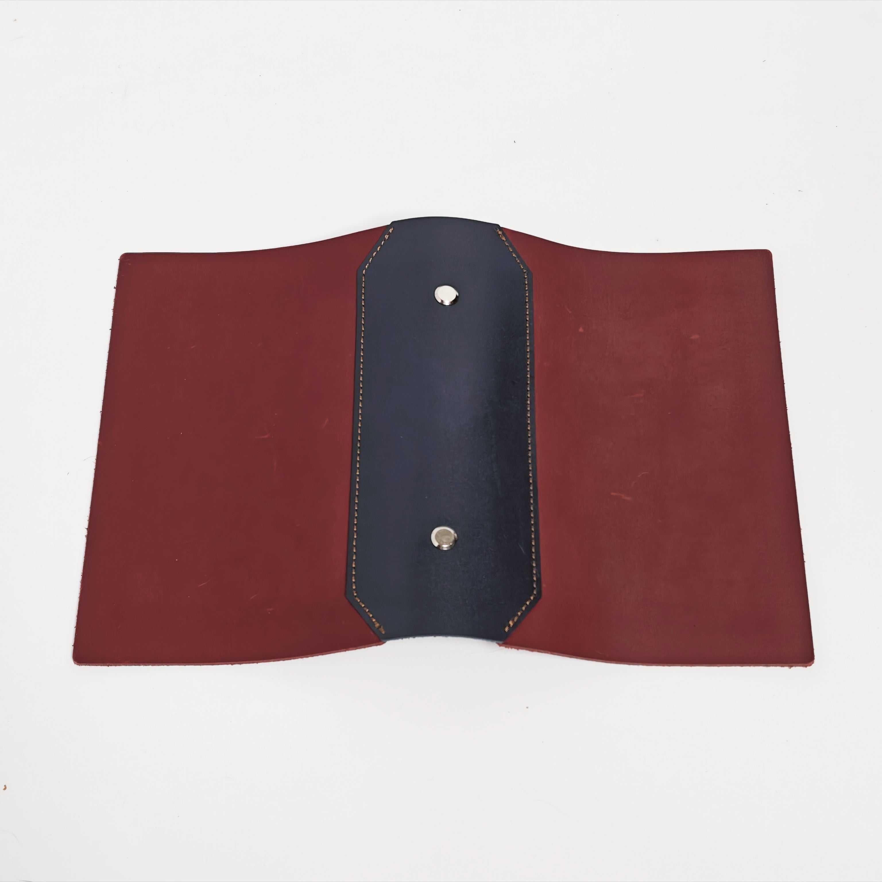 "The Studio Canvas" A6 Personal 6-Ring Leather Binder - Crimson Red & Classic Blue