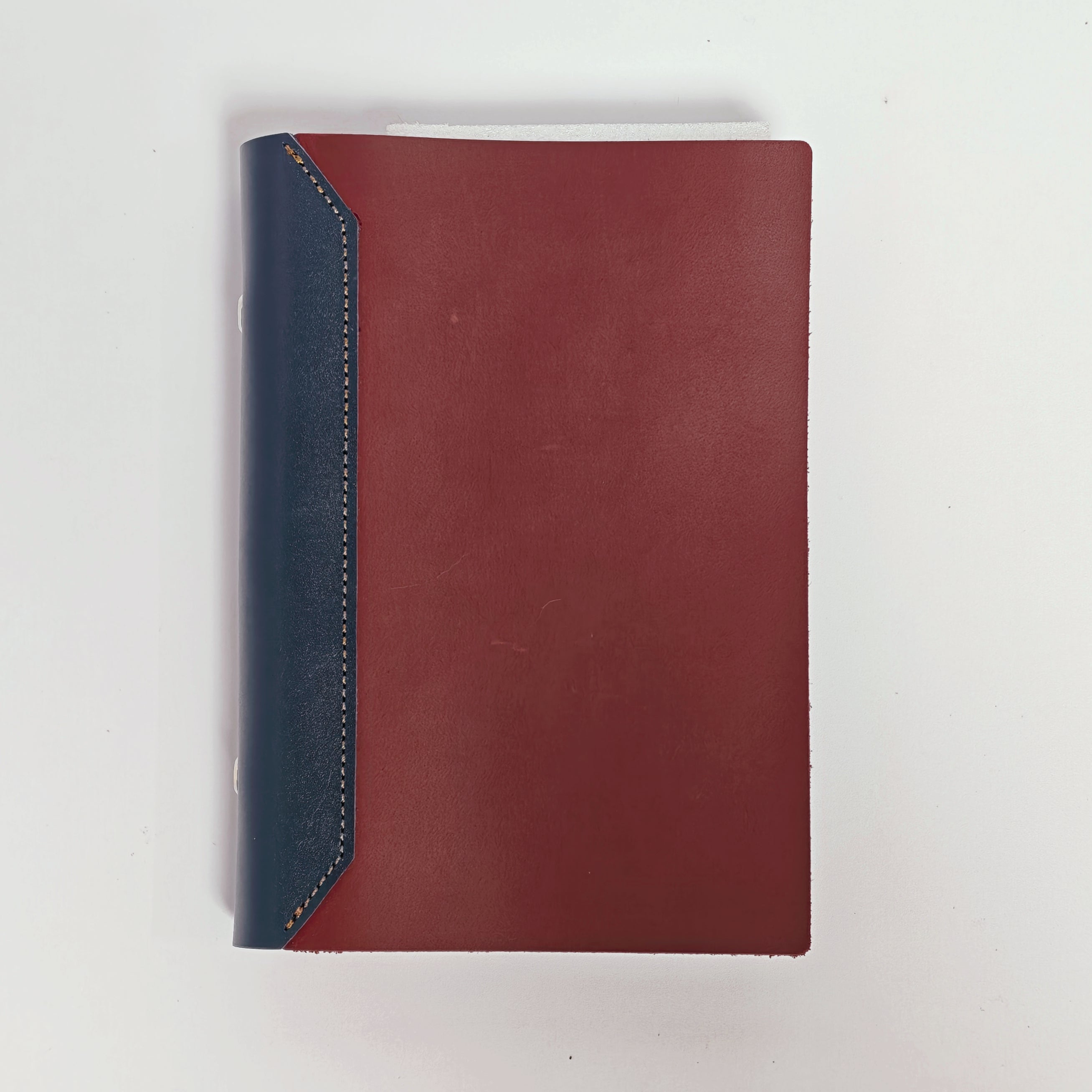 "The Studio Canvas" A6 Personal 6-Ring Leather Binder - Crimson Red & Classic Blue