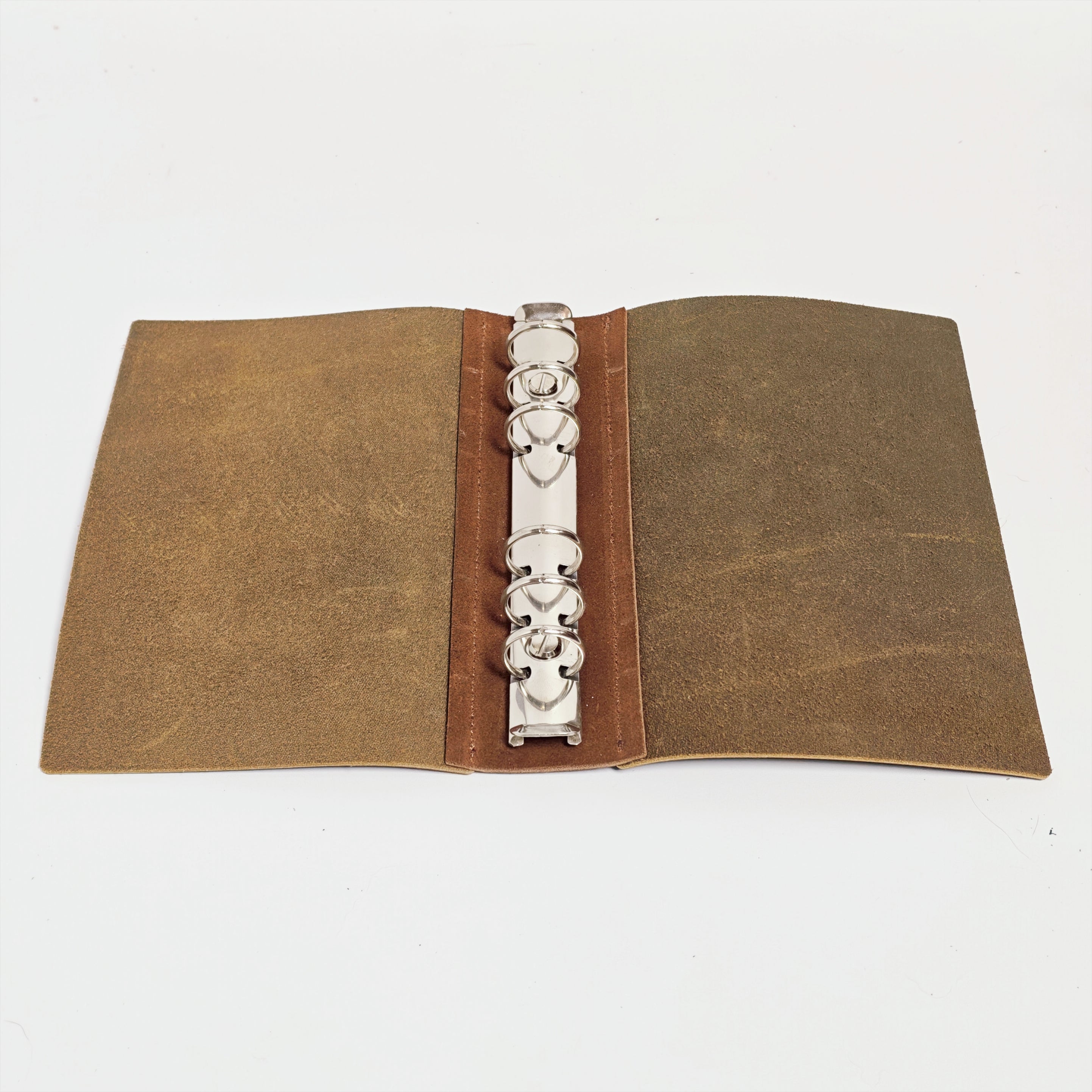 "The Studio Gallery" A6 Personal 6-Ring Leather Binder - Light Ochre & Dark Umber
