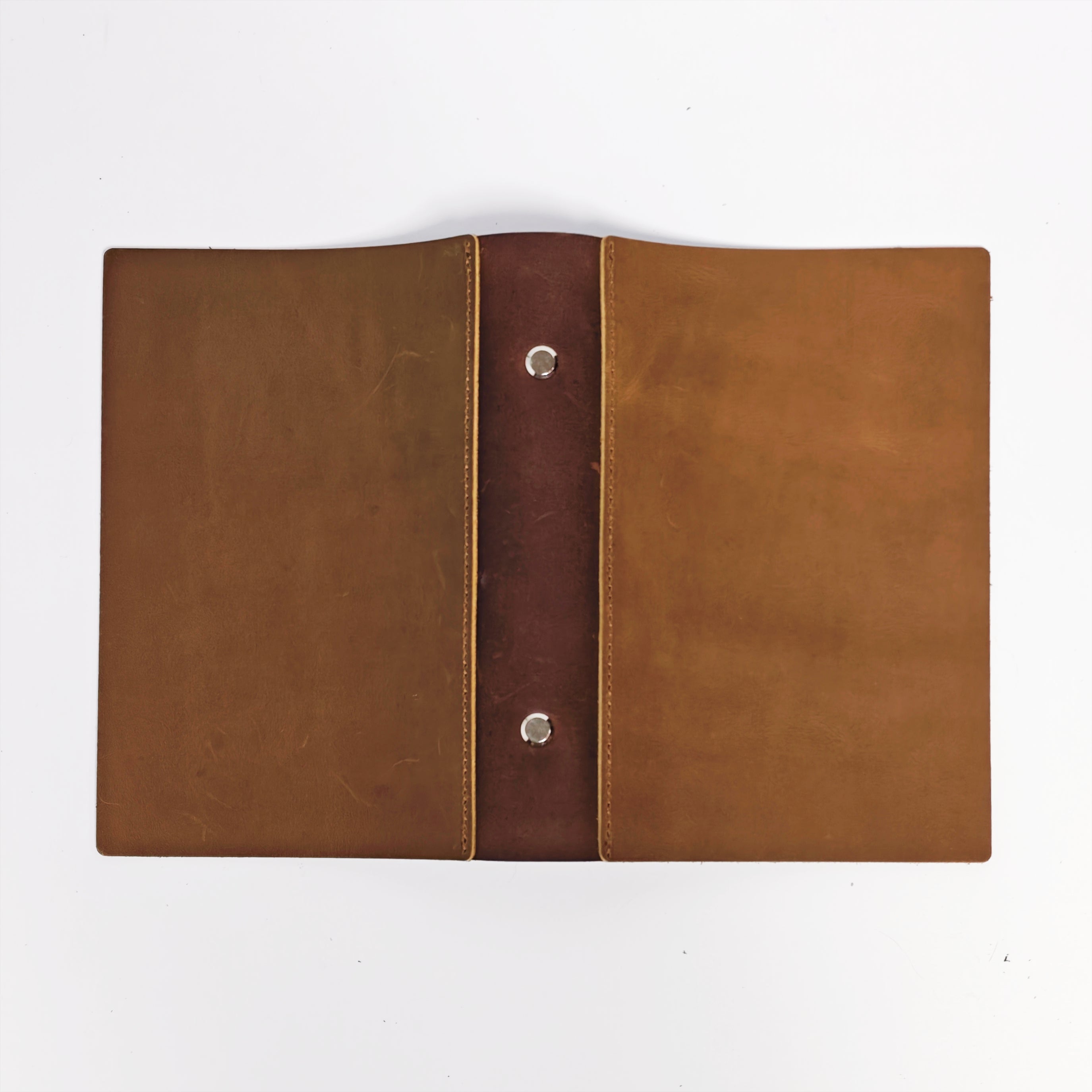 "The Studio Gallery" A6 Personal 6-Ring Leather Binder - Light Ochre & Dark Umber