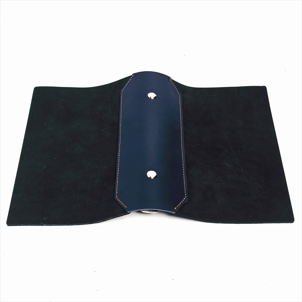 "The Urban Elite" Premium A6 Personal 6-Ring Top-Grain Leather Binder - Charcoal Black & Deep Navy