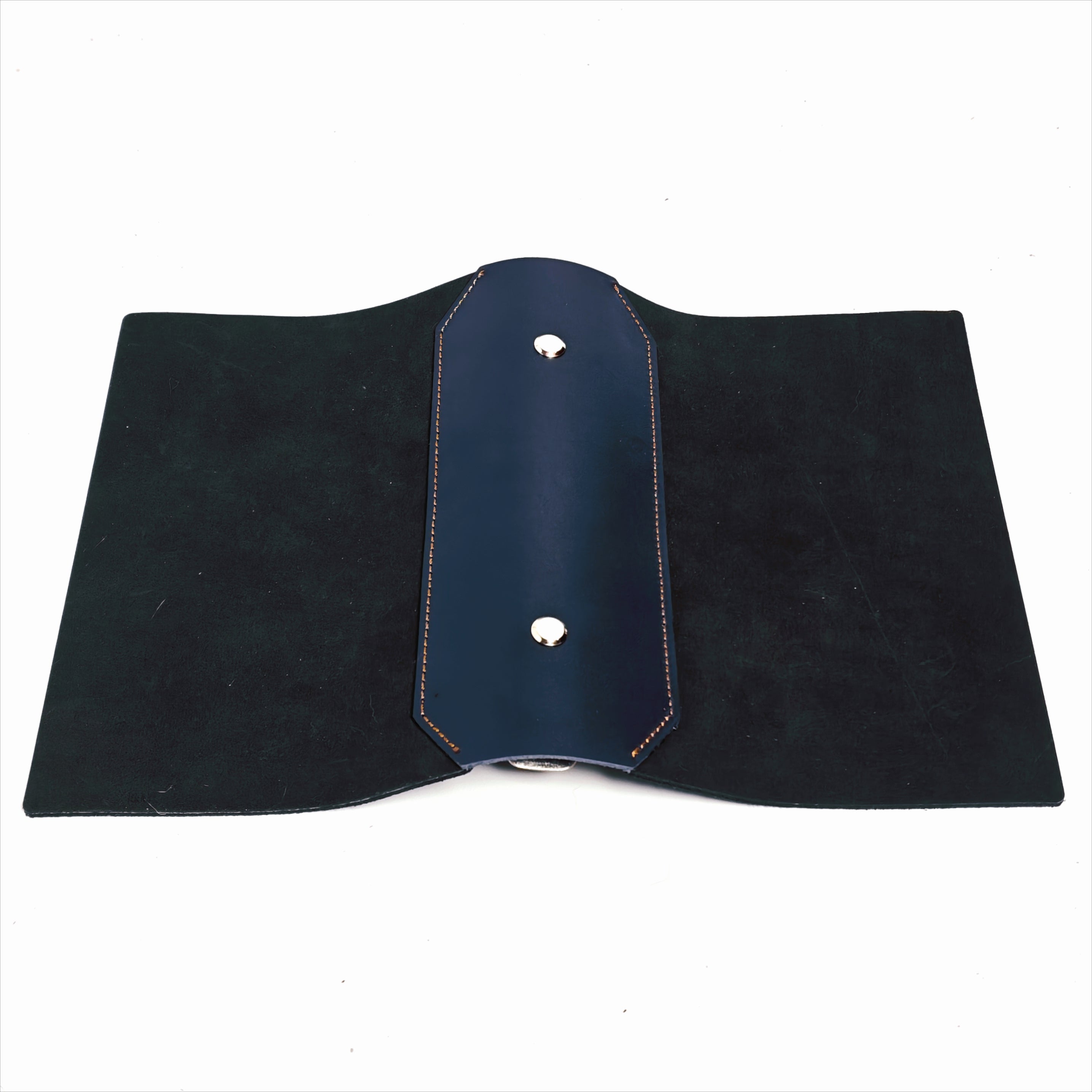 "The Urban Elite" Premium A6 Personal 6-Ring Top-Grain Leather Binder - Charcoal Black & Deep Navy