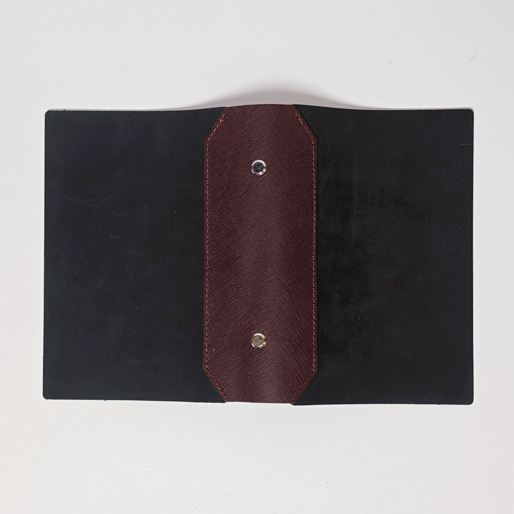 "The Urban Expert" Premium A6 Personal 6-Ring Leather Binder - Matte Charcoal & Deep Crimson