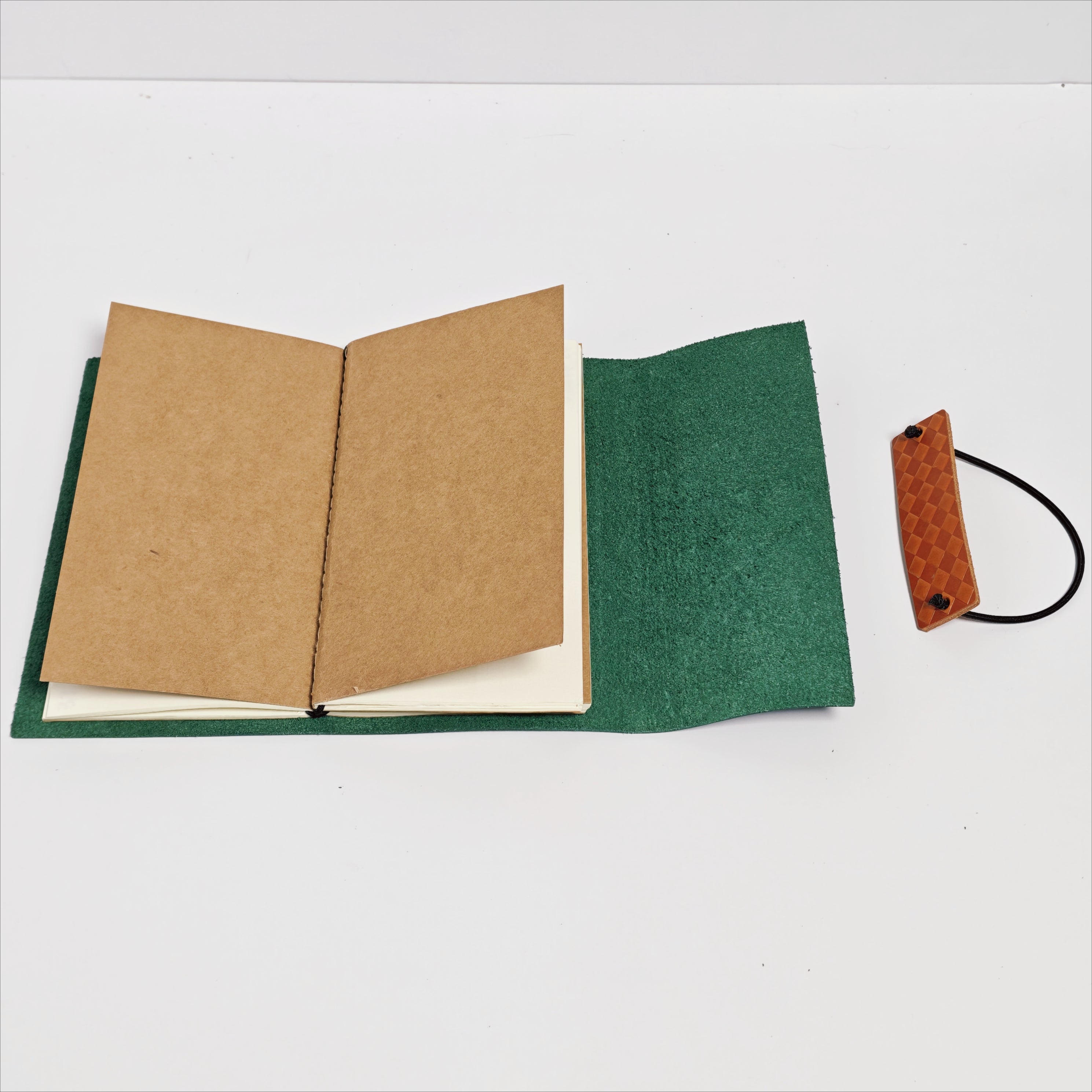 "The Forest Acorn" Premium Leather Traveler's Journal - Forest Green & Caramel (TN Personal Size)